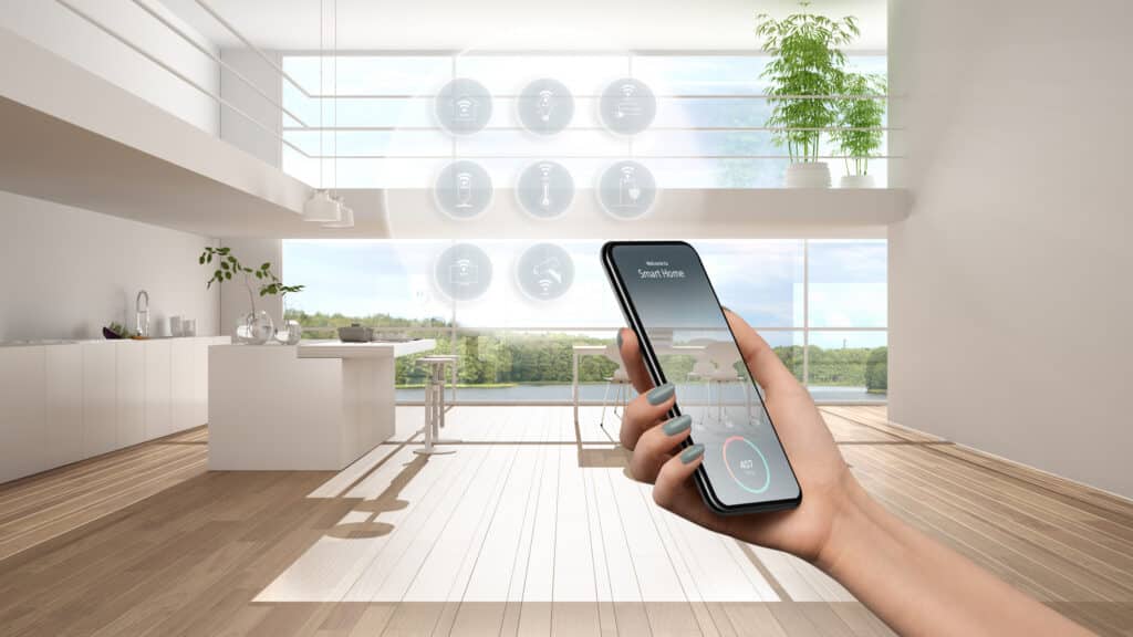 Smart home technology interface on phone app